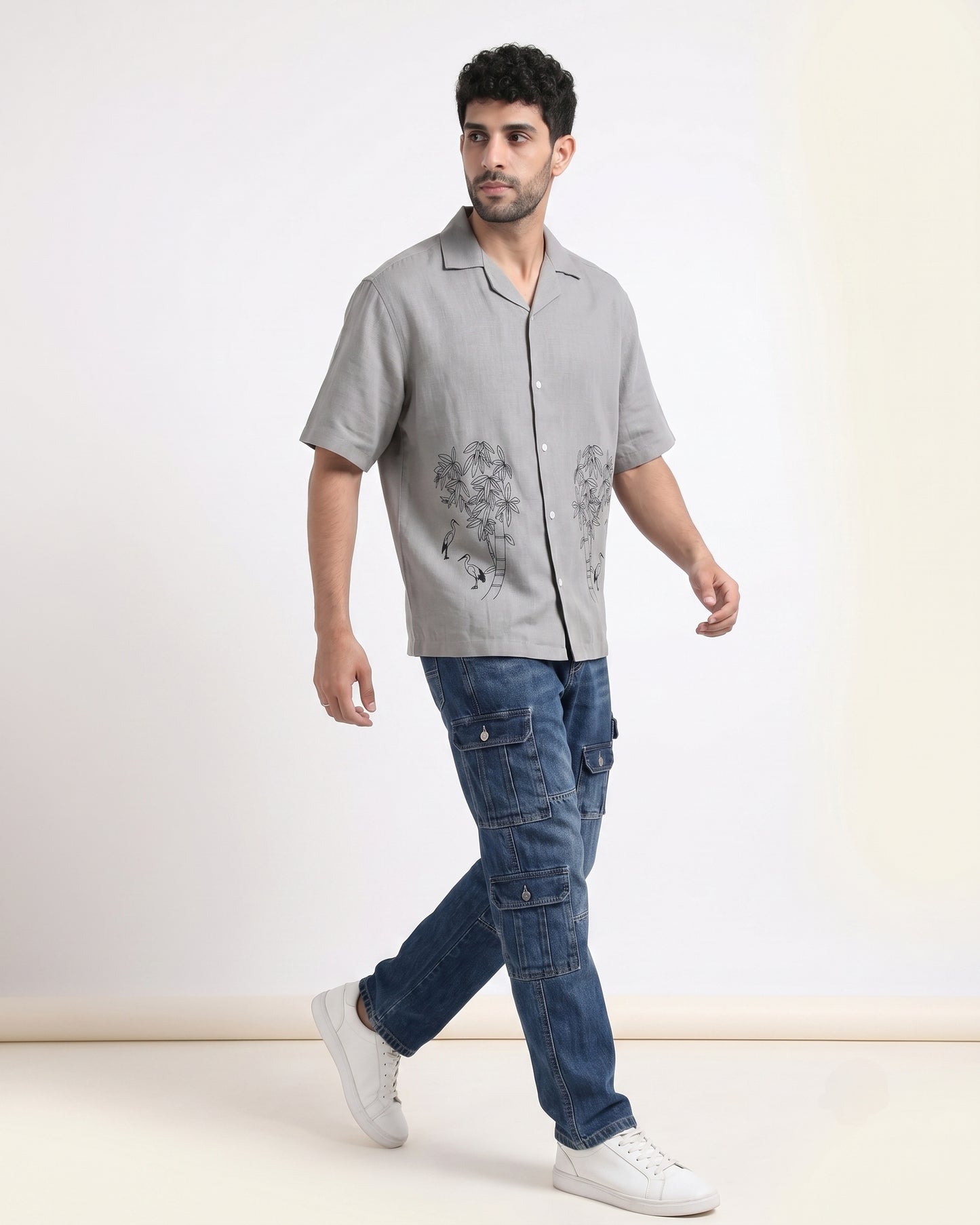 GRAY OFF BEAT LUXE LINEN SHIRT