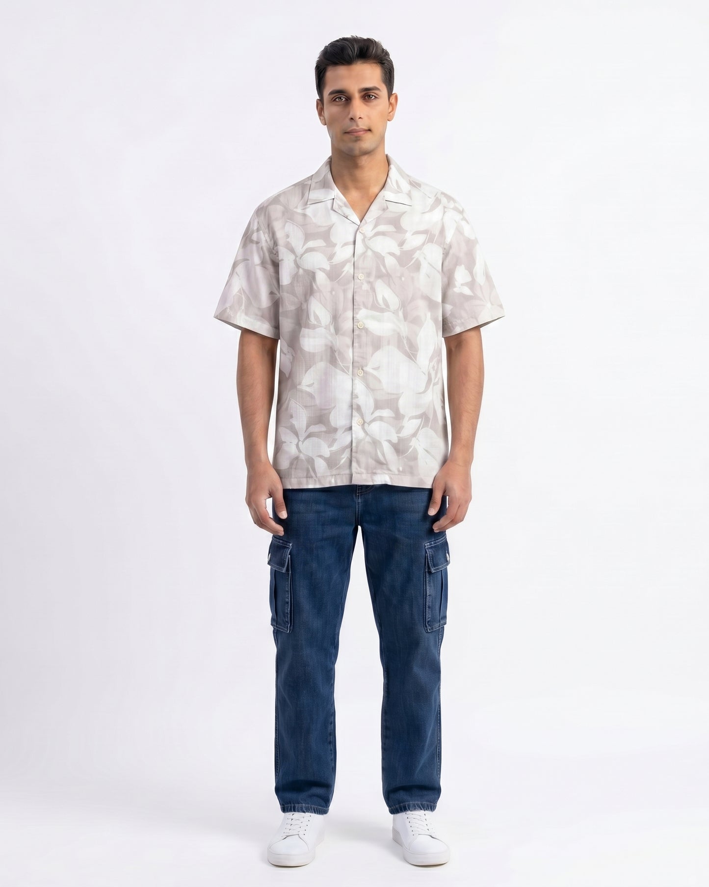 PASTEL GRAY STATIC DRIP LEAVES SHIRT