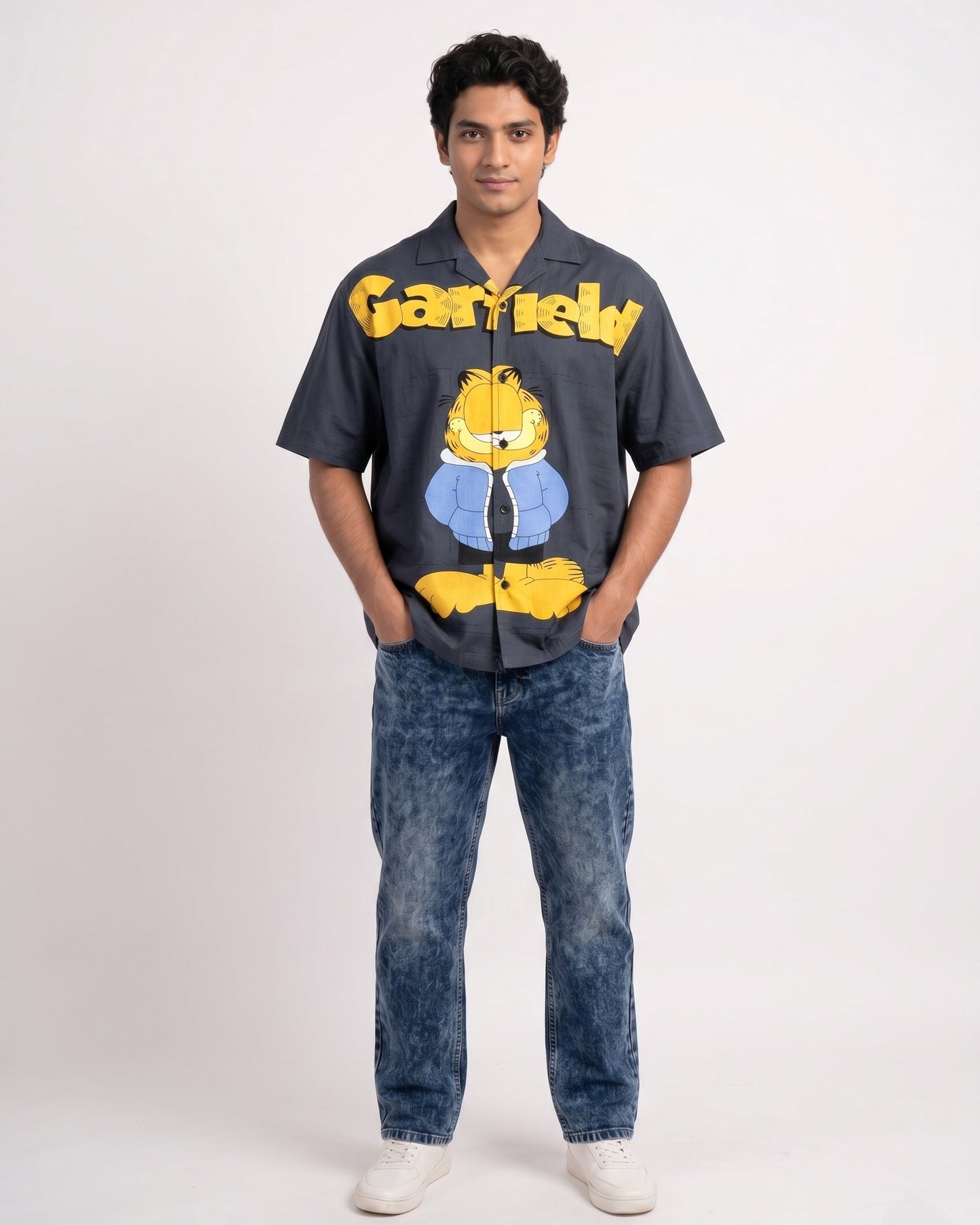 BLUE GARFIELD DRIP SHIRT
