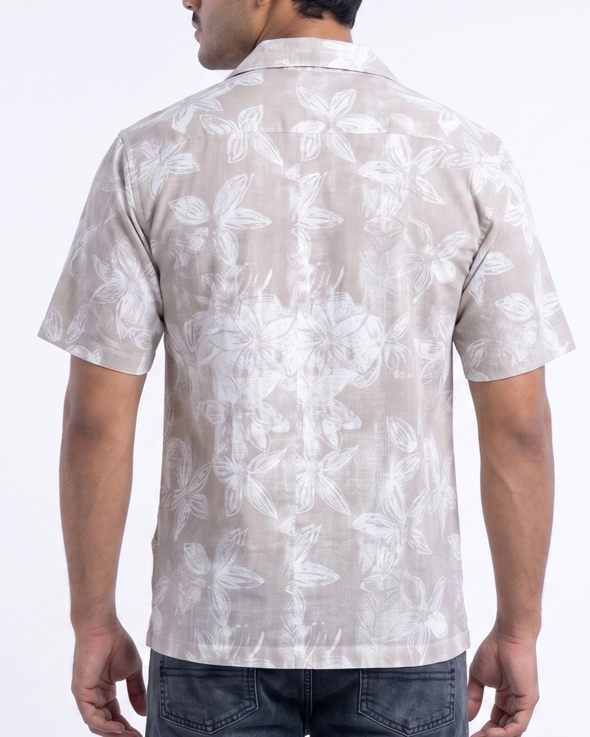 BEIGE FLORAL STATIC DRIP SHIRT