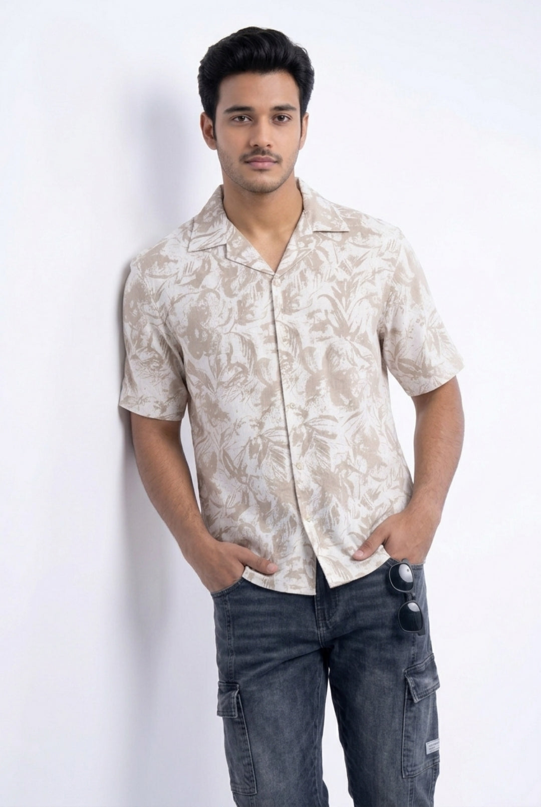 BEIGE ABSTRACT STATIC DRIP SHIRT
