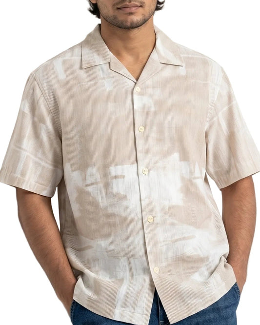 BEIGE ABSTRACT STATIC DRIP SHIRT