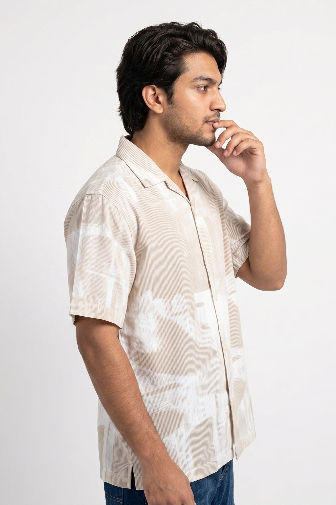 BEIGE ABSTRACT STATIC DRIP SHIRT