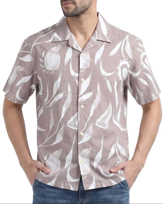 BEIGE FEATHERS STATIC DRIP SHIRT