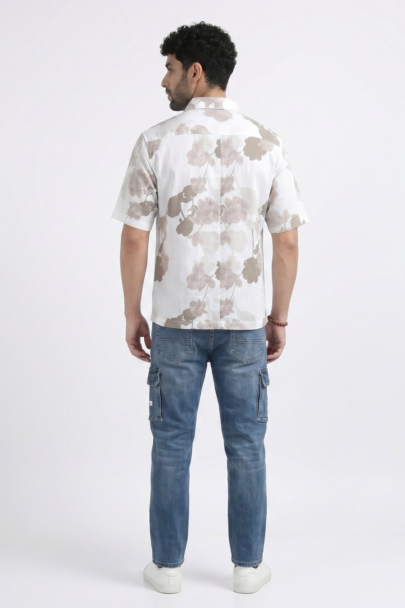 BEIGE FLORA STATIC DRIP SHIRT