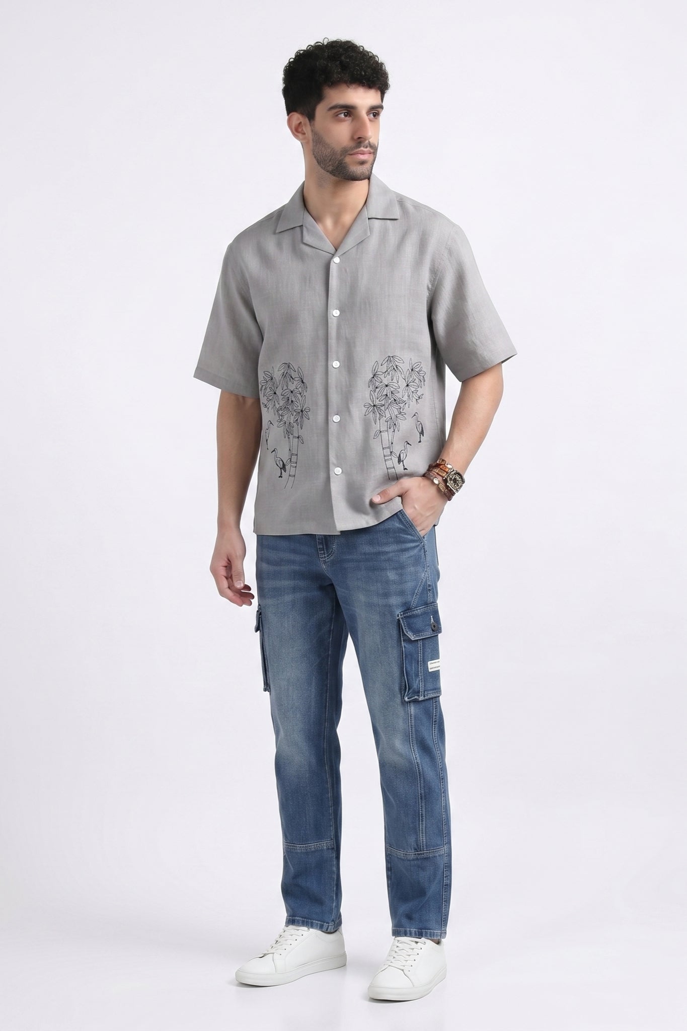 GRAY OFF BEAT LUXE LINEN SHIRT