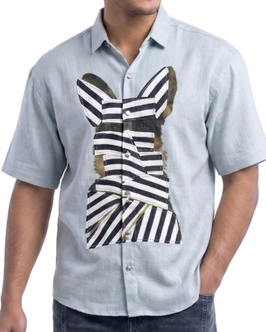 SKY BLUE WOW CORE LINEN SHIRT - Chicaura All About Him