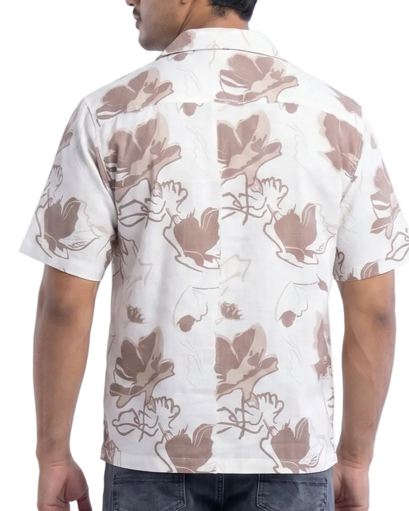 BEIGE FLOWER STATIC DRIP SHIRT