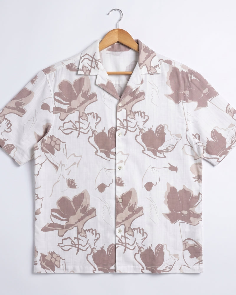 BEIGE FLOWER STATIC DRIP SHIRT