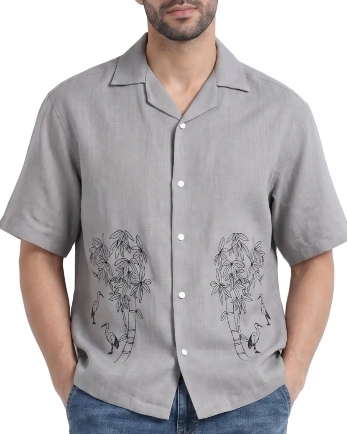 GRAY OFF BEAT LUXE LINEN SHIRT