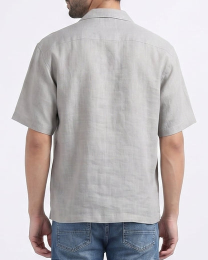 GRAY OFF BEAT LUXE LINEN SHIRT
