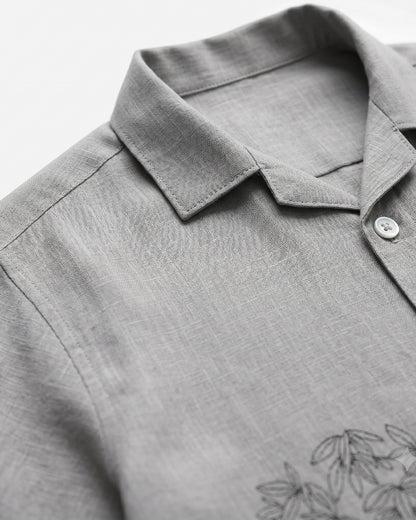 GRAY OFF BEAT LUXE LINEN SHIRT