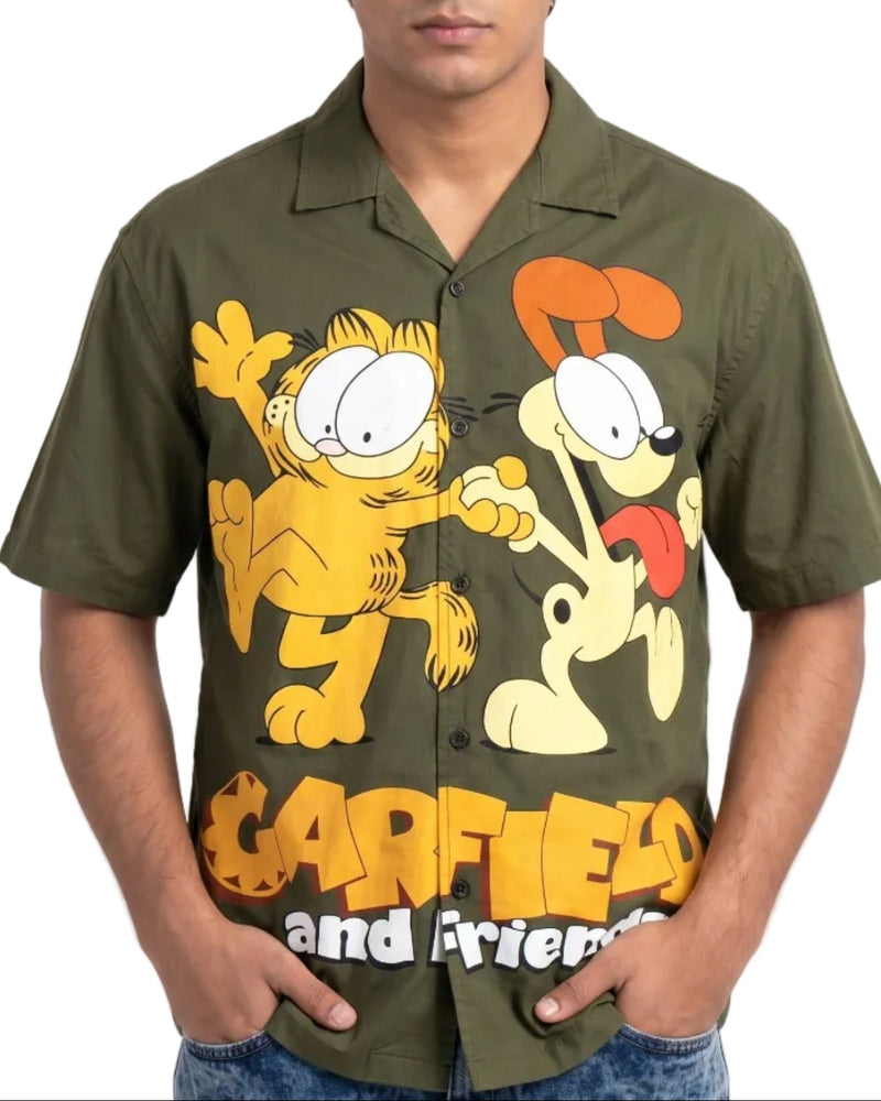 GREEN GARFIELD DRIP SHIRT