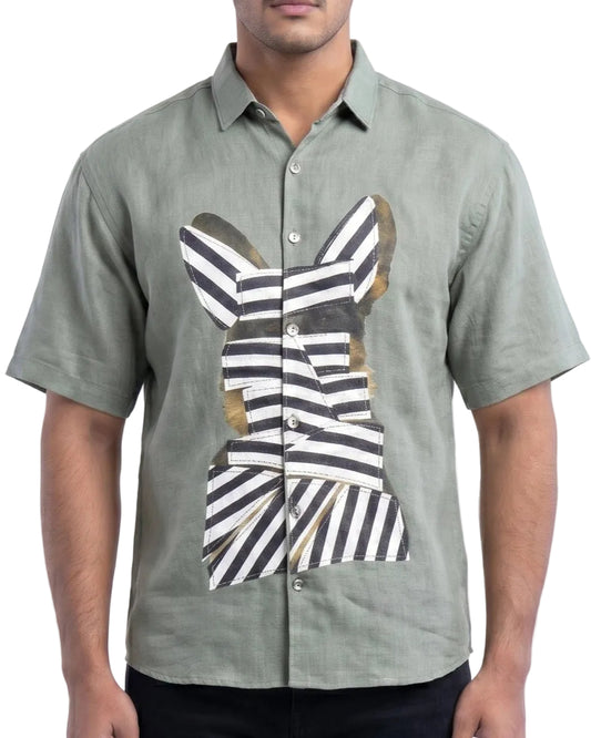 GREEN WOW CORE LINEN SHIRT - Chicaura All About Him