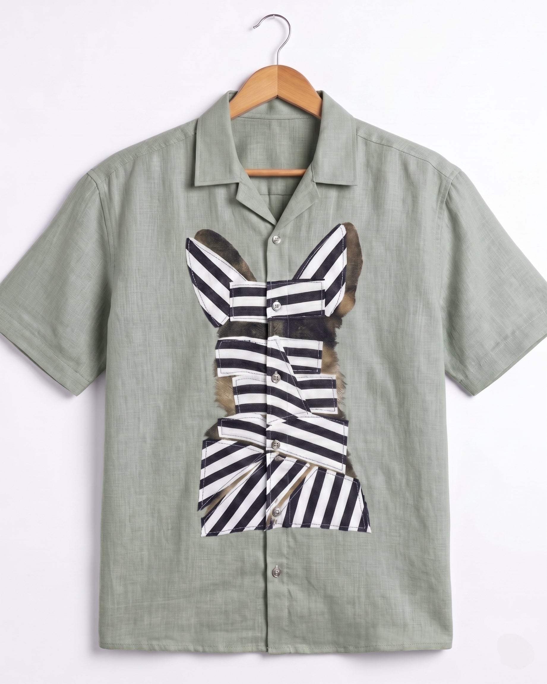 GREEN WOW CORE LINEN SHIRT - Chicaura All About Him