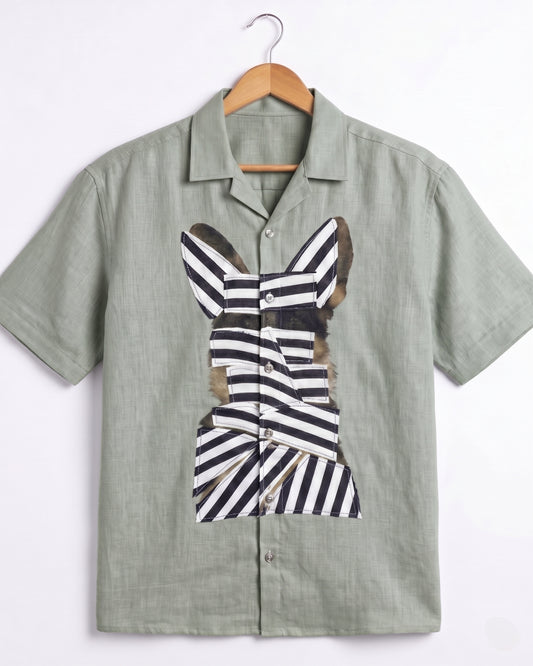 GREEN WOW CORE LINEN SHIRT - Chicaura All About Him