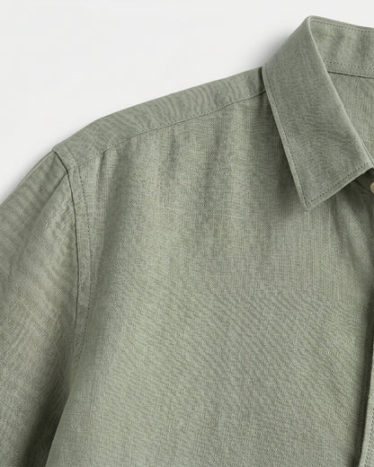 GREEN WOW CORE LINEN SHIRT - Chicaura All About Him