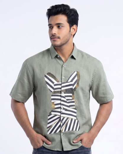GREEN WOW CORE LINEN SHIRT - Chicaura All About Him