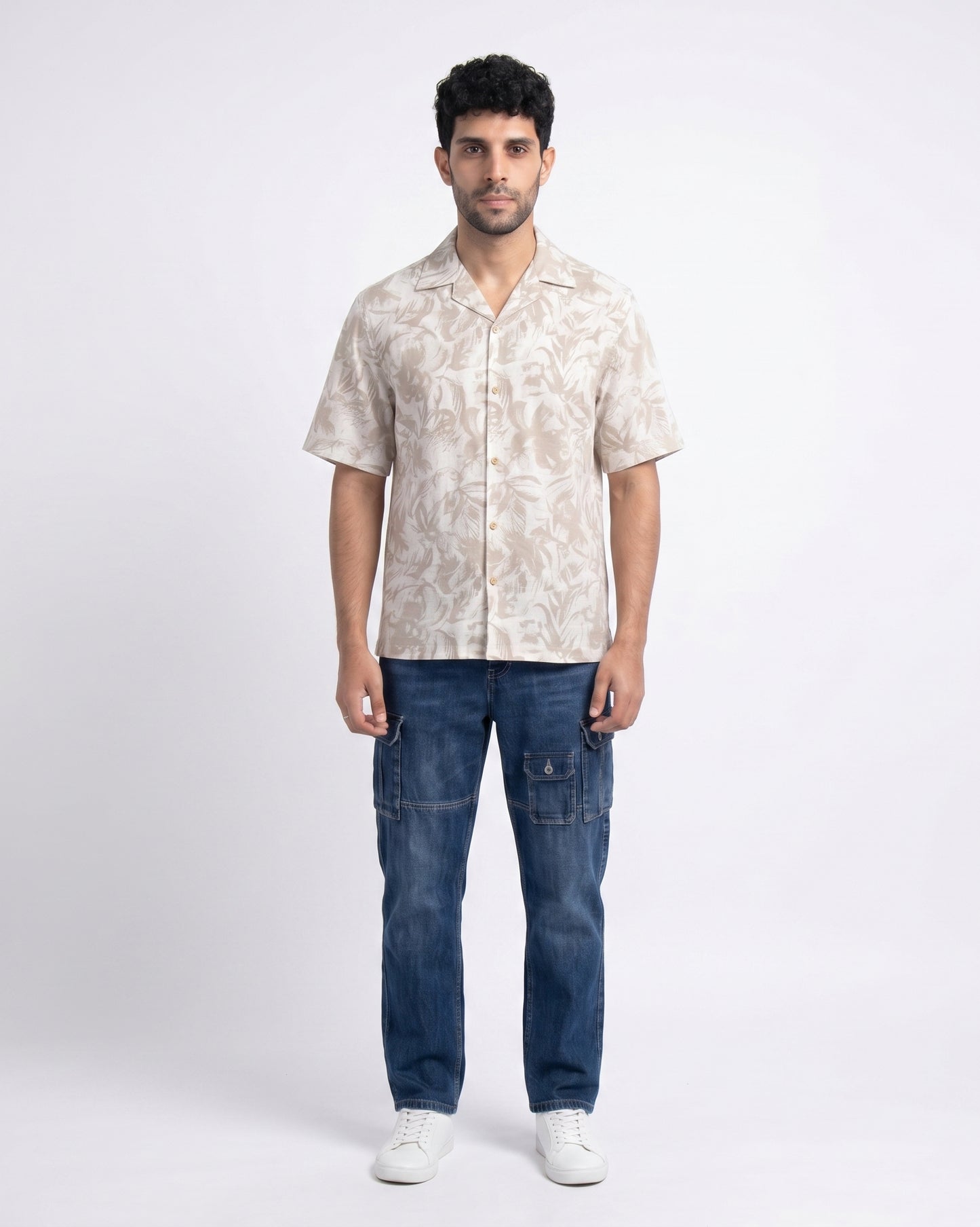 BEIGE ABSTRACT STATIC DRIP SHIRT