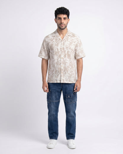 BEIGE ABSTRACT STATIC DRIP SHIRT