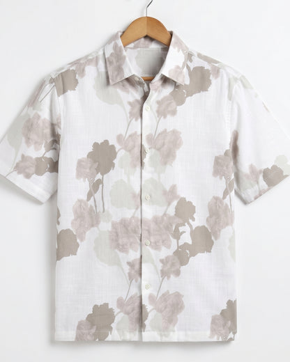 BEIGE FLORA STATIC DRIP SHIRT
