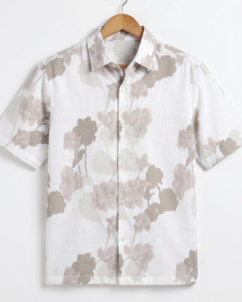BEIGE FLORA STATIC DRIP SHIRT