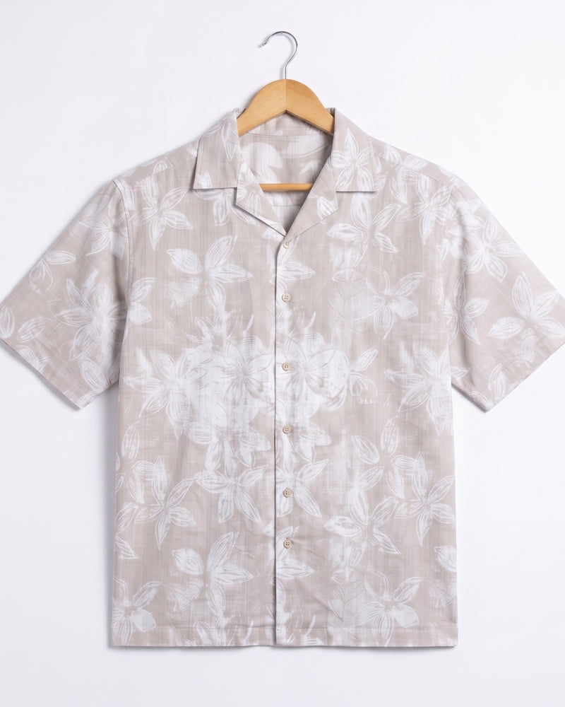 BEIGE ABSTRACT STATIC DRIP SHIRT