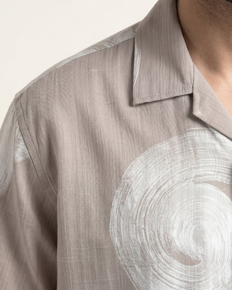 BEIGE WAVES STATIC DRIP SHIRT