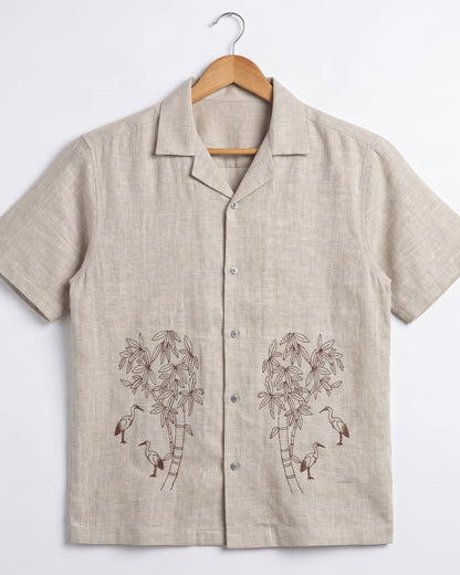 BEIGE OFF BEAT LUXE LINEN SHIRT - Chicaura All About Him