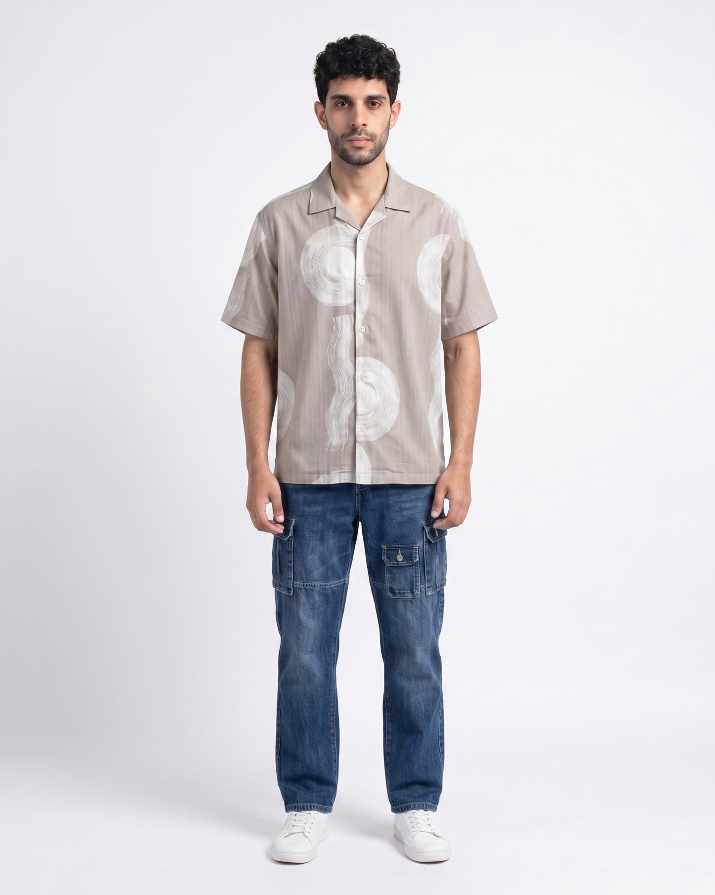 BEIGE WAVES STATIC DRIP SHIRT