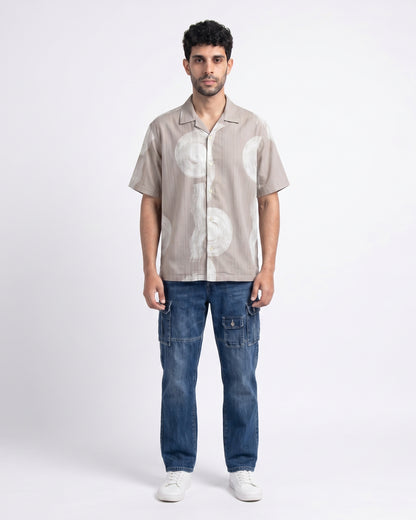 BEIGE WAVES STATIC DRIP SHIRT