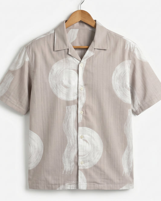 BEIGE WAVES STATIC DRIP SHIRT