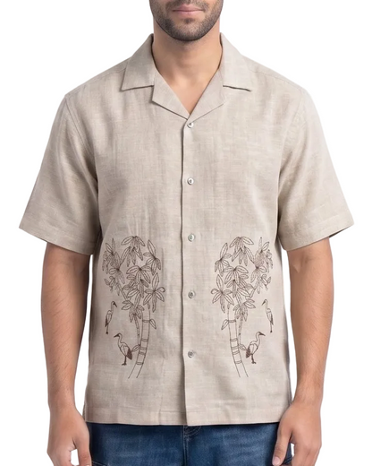 BEIGE OFF BEAT LUXE LINEN SHIRT - Chicaura All About Him