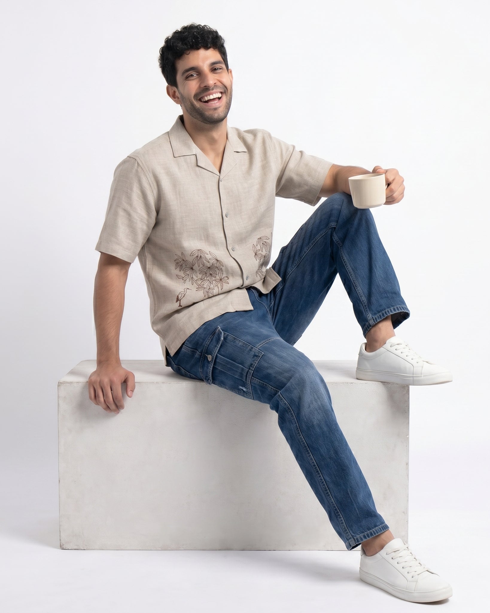 BEIGE OFF BEAT LUXE LINEN SHIRT - Chicaura All About Him