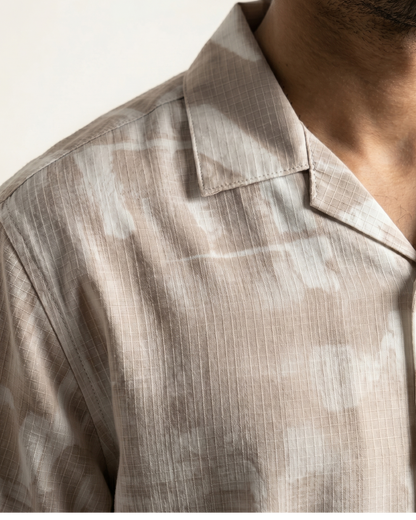 BEIGE STATIC DRIP LEAVES SHIRT