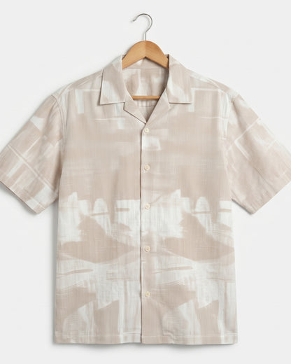 BEIGE ABSTRACT STATIC DRIP SHIRT