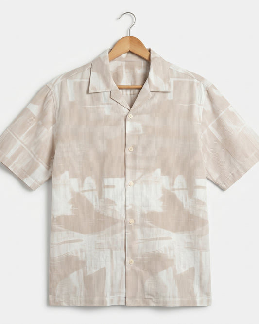 BEIGE ABSTRACT STATIC DRIP SHIRT