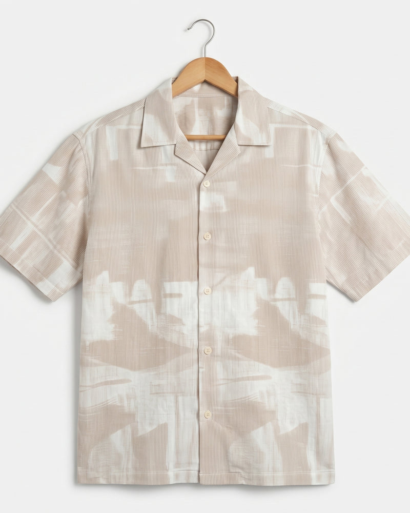 BEIGE ABSTRACT STATIC DRIP SHIRT