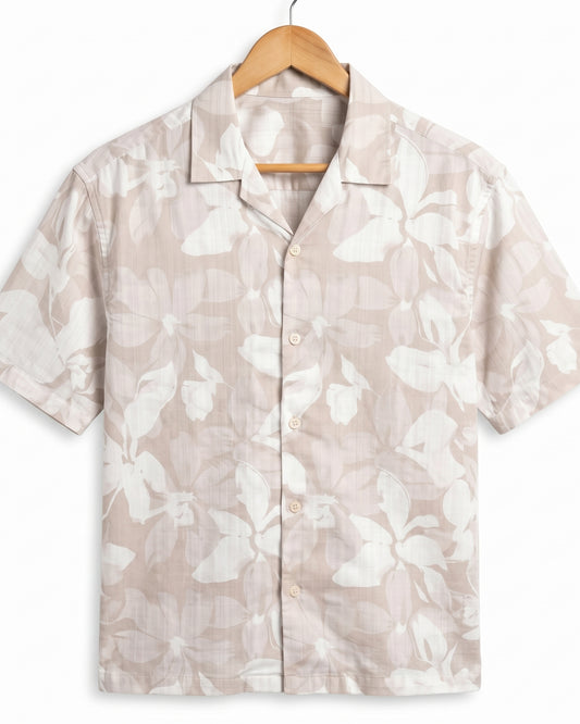 BEIGE STATIC DRIP LEAVES SHIRT