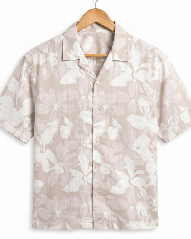 BEIGE STATIC DRIP LEAVES SHIRT