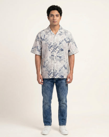 PASTEL BLUE ABSTRACT STATIC DRIP SHIRT