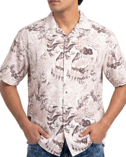 PASTEL BROWN ABSTRACT STATIC DRIP SHIRT