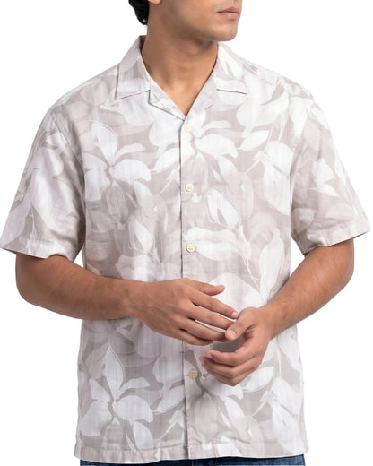 PASTEL GRAY STATIC DRIP LEAVES SHIRT