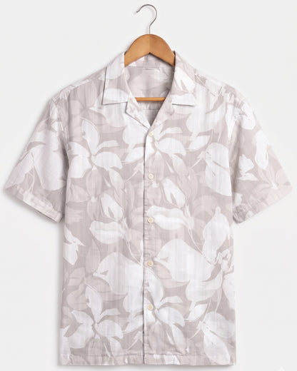 PASTEL GRAY STATIC DRIP LEAVES SHIRT
