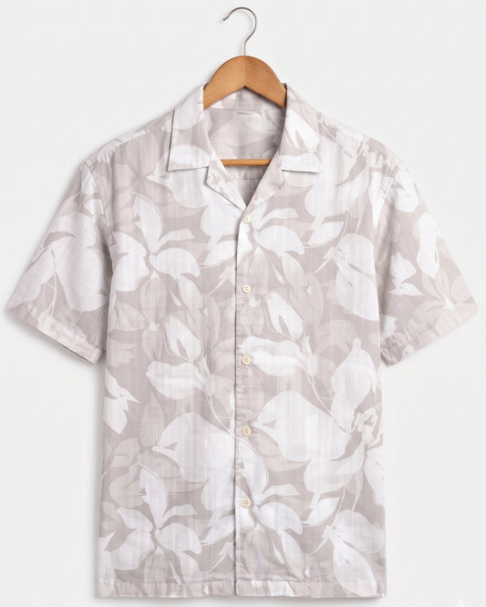 PASTEL GRAY STATIC DRIP LEAVES SHIRT