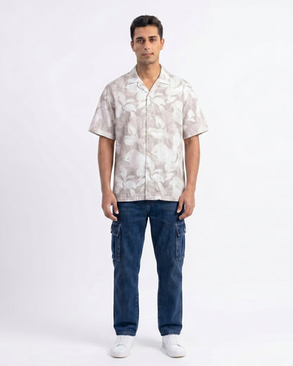 PASTEL GRAY STATIC DRIP LEAVES SHIRT