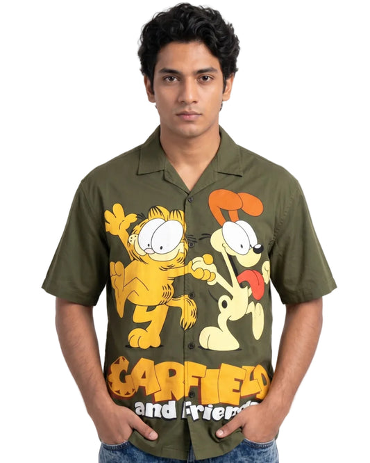 GREEN GARFIELD DRIP SHIRT