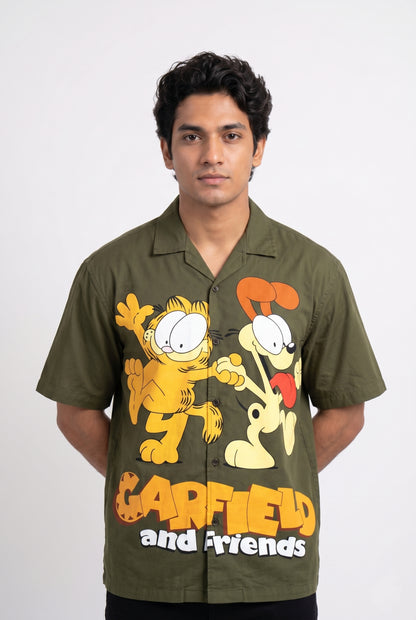 GREEN GARFIELD DRIP SHIRT