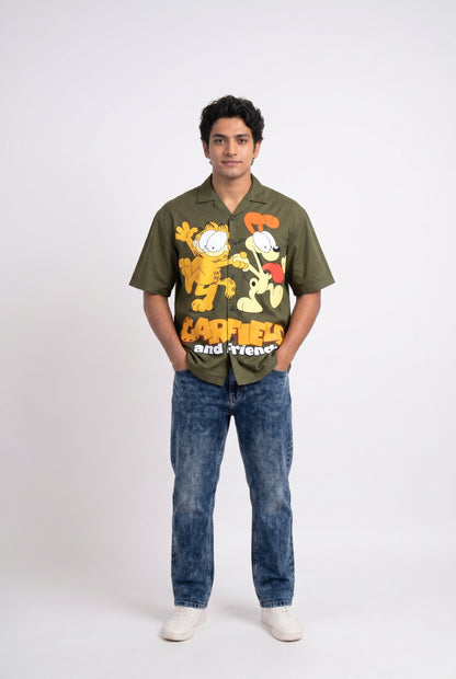 GREEN GARFIELD DRIP SHIRT