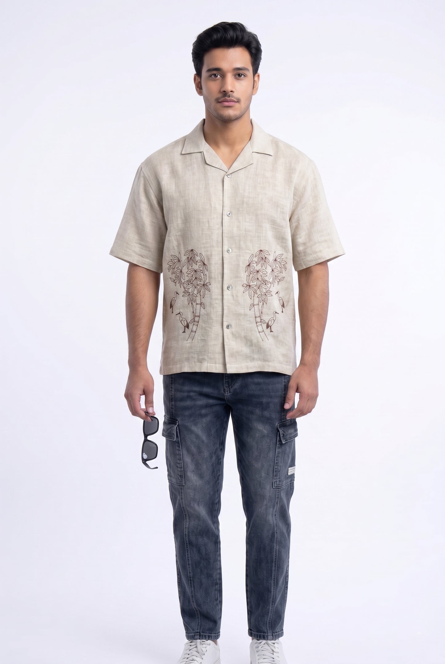 BEIGE OFF BEAT LUXE LINEN SHIRT